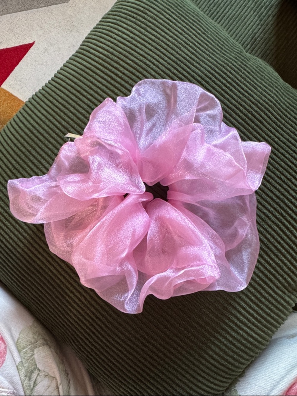 Room Shop Handmade Oversized Sheer Pink Organza Scrunchie